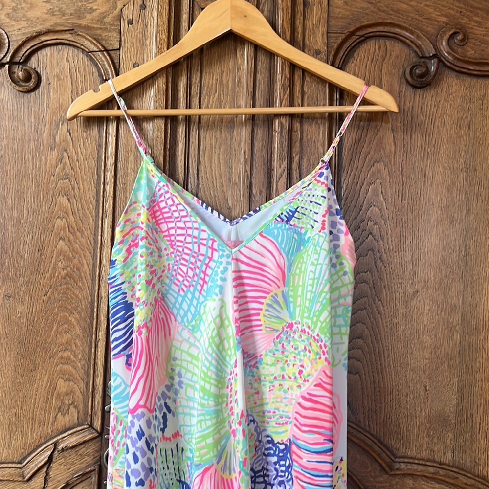 Lilly Pulitzer Clara Multi Roar of The Seas Asymmetric Hem Slip Dress - Picture 8 of 15